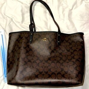 Coach Brown Reversible Logo City Tote In Signature Canvas Large